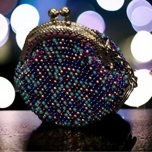 Hand Crafted Beaded Coin Purse with keychain